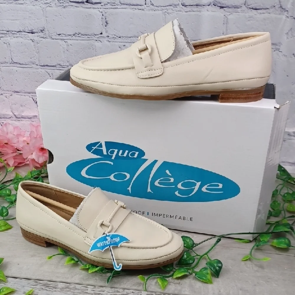 Aqua College Bossy Bone Leather Waterproof Loafer NIB